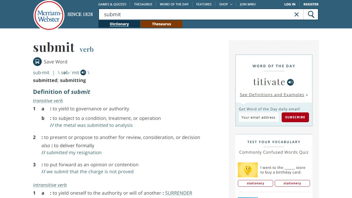 Submit Definition & Meaning - Merriam-Webster